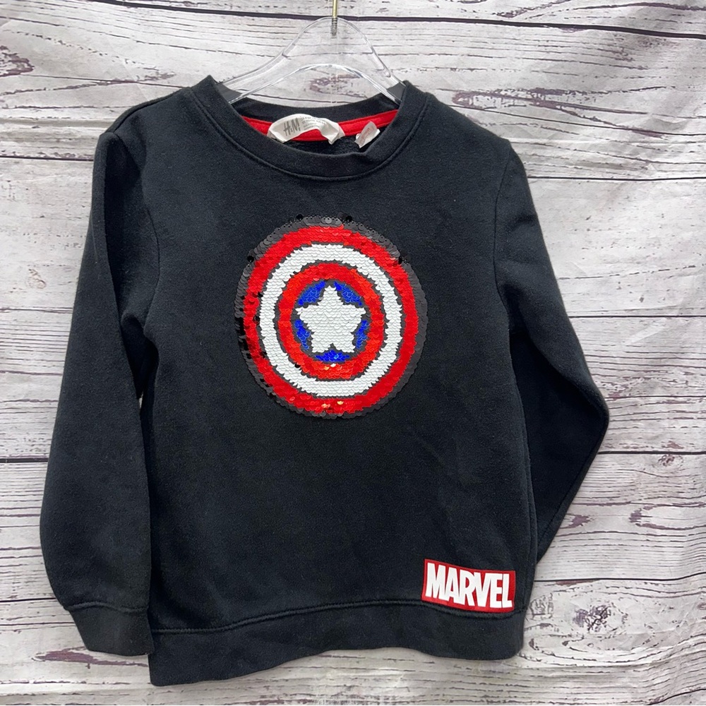 Marvel Black Sequin Logo Sweatshirt Size 4-6